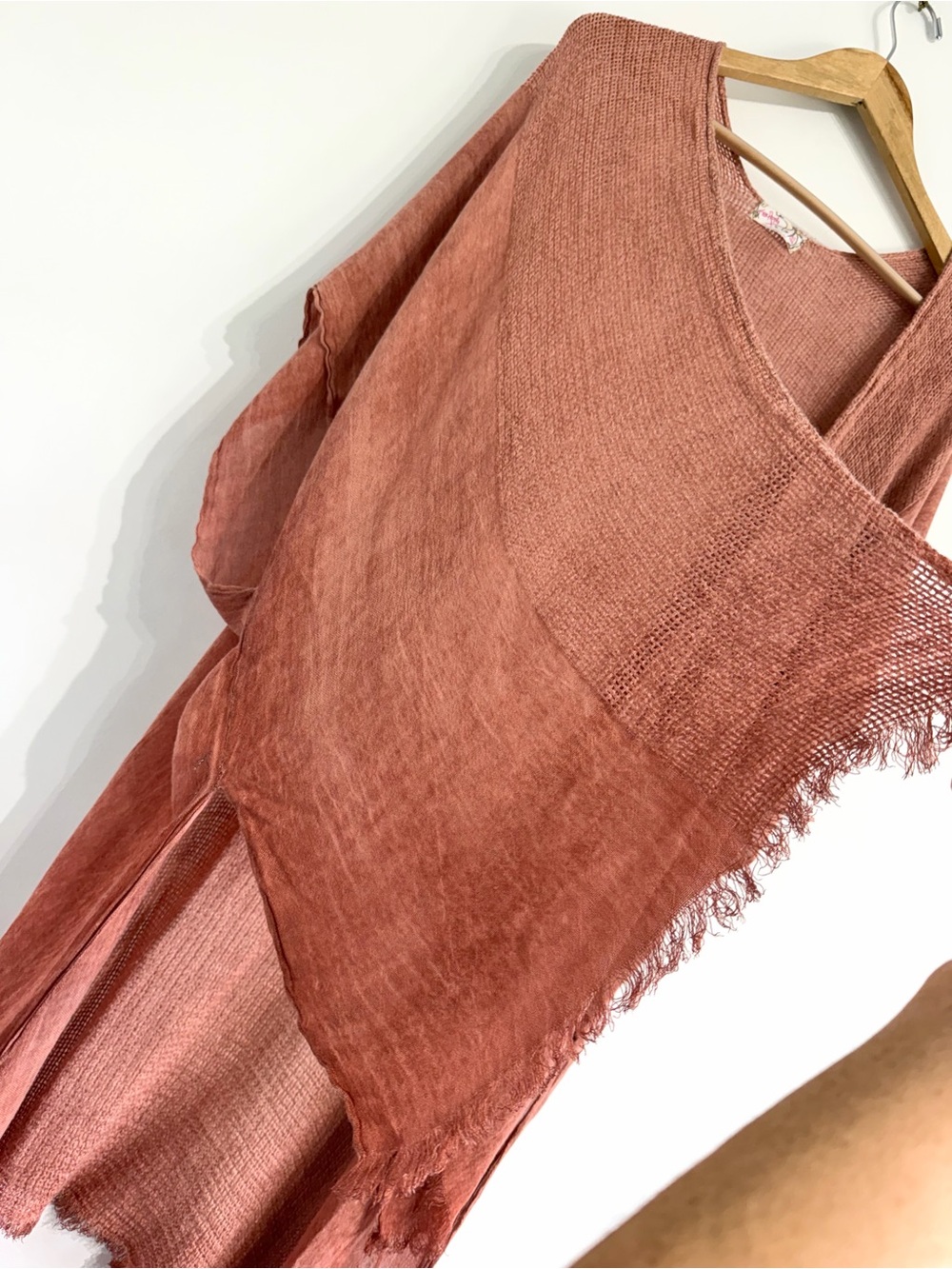 Free People Day Dream Washed Kimono Open-Weave Layering Cardigan terracotta - Picture 7 of 11